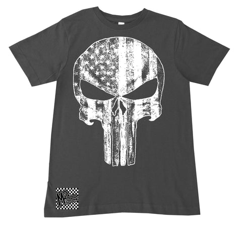 4th-Patriotic Punisher Tee, Charcoal (Toddler, Youth, Adult)