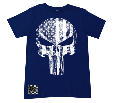 4th-Patriotic Punisher Tee, Navy (Toddler, Youth, Adult)