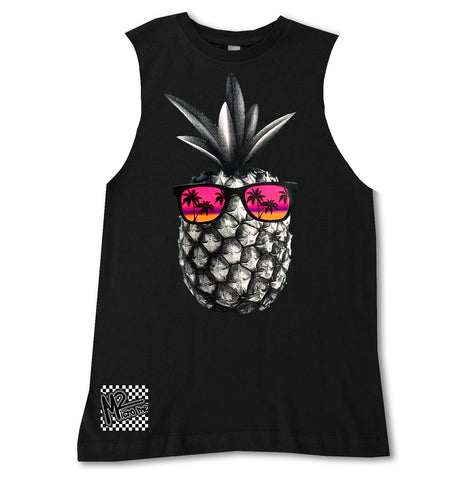 SV-Pineapple Muscle Tank, Black  (Infant, Toddler, Youth)