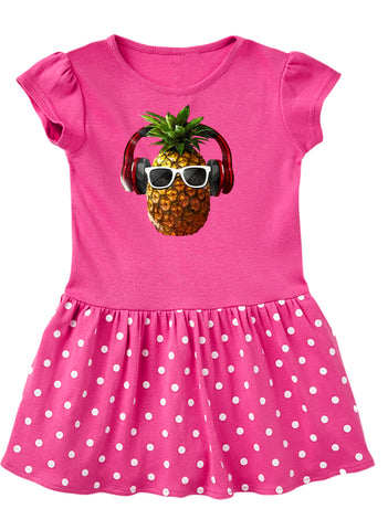 Pineapple Headphones Dress, Hot PInk Dot (Infant, Toddler)