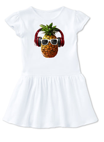Pineapple Headphones Dress, White (Infant, Toddler)