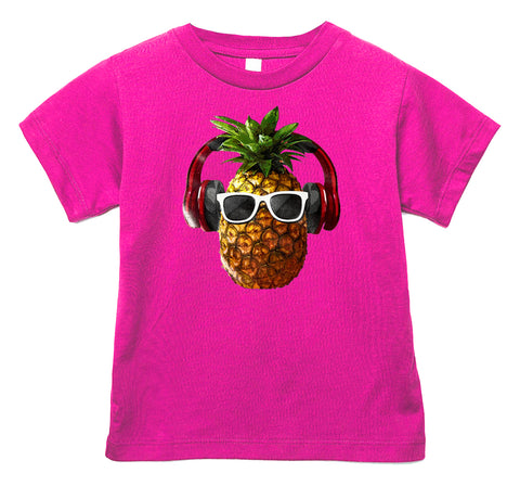 Pineapple Headphones Tee, Hot Pink (Infant, Toddler, Youth, Adult)