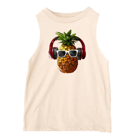 Pineapple Headphones Muscle Tank, Natural (Infant, Toddler, Youth, Adult)