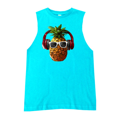 Pineapple Headphones Muscle Tank, Tahiti (Infant, Toddler, Youth, Adult)