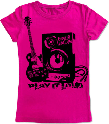 Play it Loud GIRLS Fitted Tee, Hot PInk (Youth, Adult)