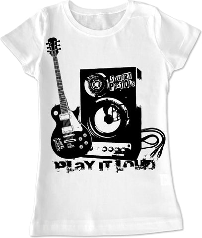 Play it Loud GIRLS Fitted Tee, White (Youth, Adult)