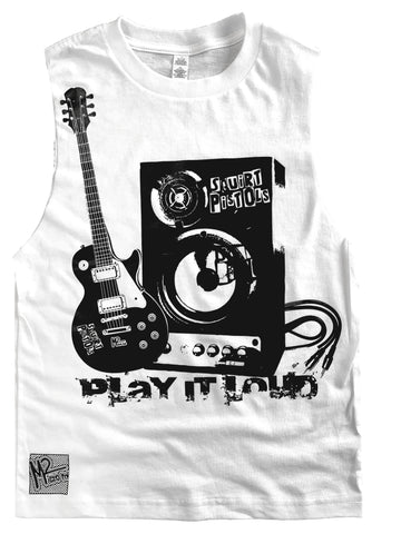Play It Loud Muscle Tank, White (Infant, Toddler, Youth, Adult)