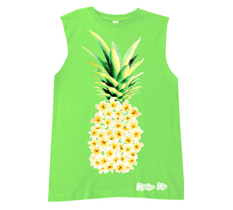BB-Plumeria Pineapple Muscle Tank,Lime (Infant, Toddler, Youth)