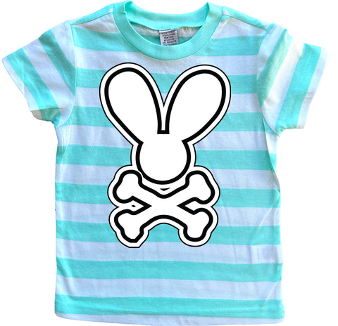 Punk Bunny Tee,  Mint Stripes  (Toddler, Youth)