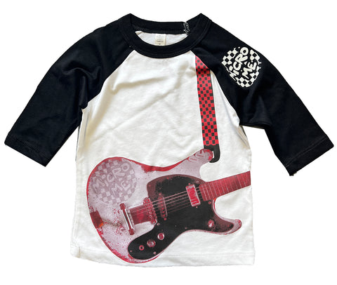 *Punk Guitar (RED)  Raglan, W/B (Toddler, Youth, Adult)