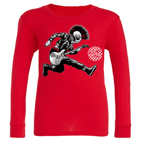 Punk Skelly  LS Shirt, Red  (Infant, Toddler, Youth , Adult)