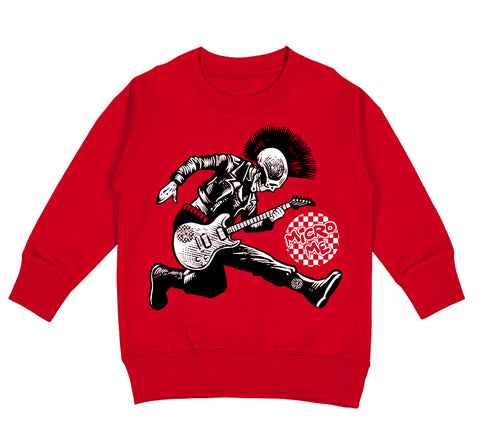 Punk Skelly Crew Sweatshirt, Red (Toddler, Youth, Adult)
