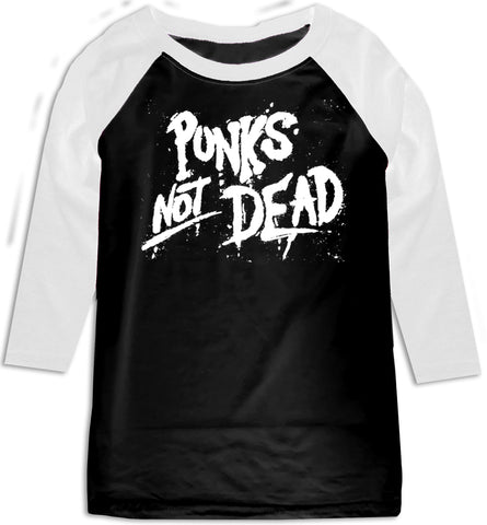 Punk's Not Dead Raglan, B/W (Toddler, Youth , Adult)
