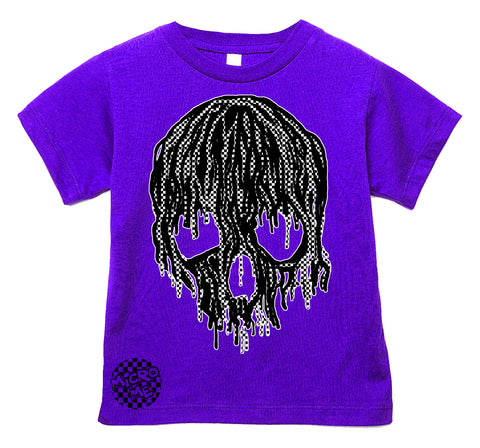 Checker Drip Skull Tee, Purple  (Infant, Toddler, Youth, Adult)