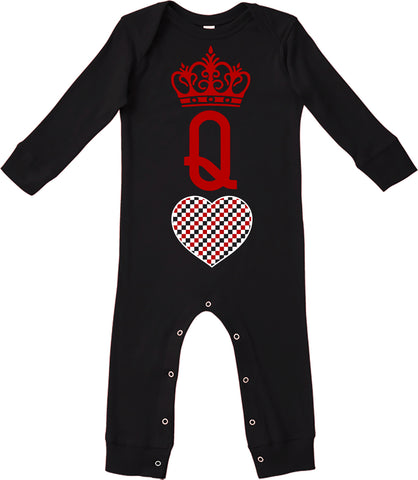 A-Valentine COLLAB-Queen Of Hearts Romper, Black (Infant)