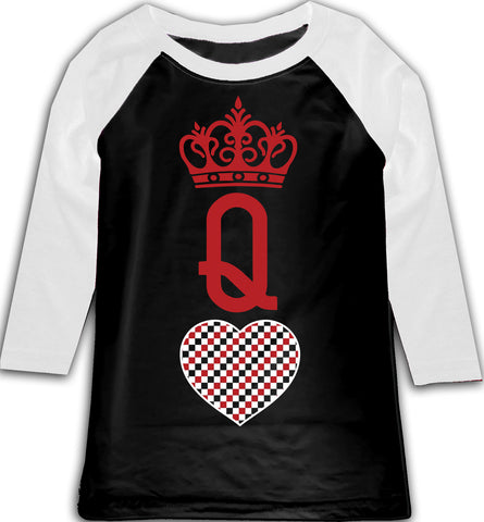 A-Valentine COLLAB-Queen of Hearts Raglan, BW (Toddler, Youth)