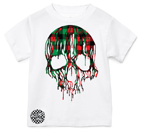 Buffalo Plaid Drip Skull Tee, White (Infant, Toddler, Youth, Adult)