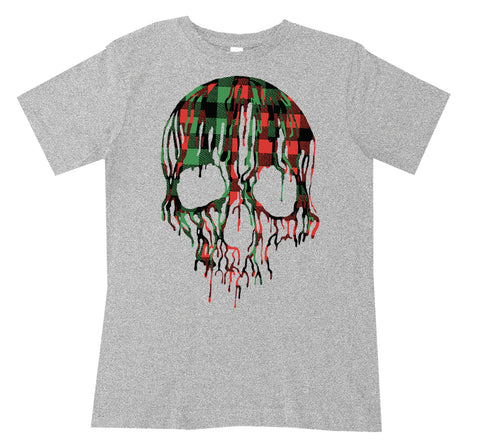 Buffalo Plaid Drip Skull Tee, Heather (Infant, Toddler, Youth, Adult)