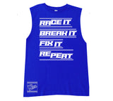 Race It Break It Tee OR Muscle Tank, Royal- (6M-Youth XL)