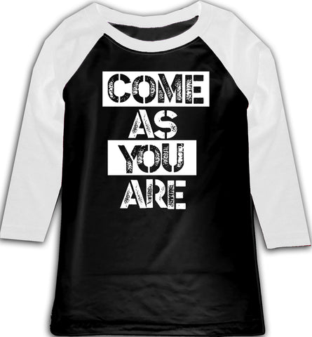 Come As You Are Raglan, BW (Toddler, Youth)