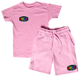 Rainbow Patch Short & Tee Set, Lt. Pink (Youth)