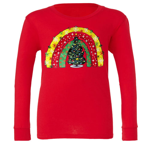 Rainbow Tree  Long Sleeve Shirt, Red (Infant, Toddler, Youth, Adult)