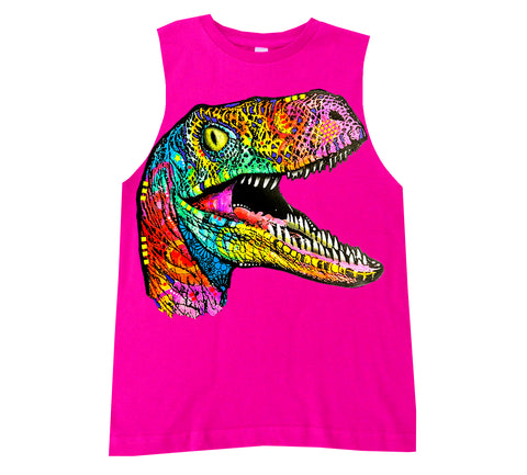 Neon Raptor Muscle Tank, Hot Pink  (Infant, Toddler, Youth, Adult)