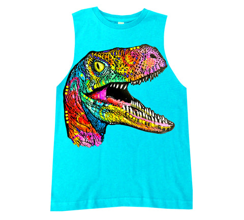 Neon Raptor Muscle Tank, Tahiti (Infant, Toddler, Youth, Adult)