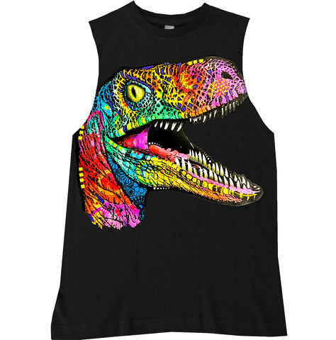 Neon Raptor Muscle Tank, Black (Infant, Toddler, Youth, Adult)