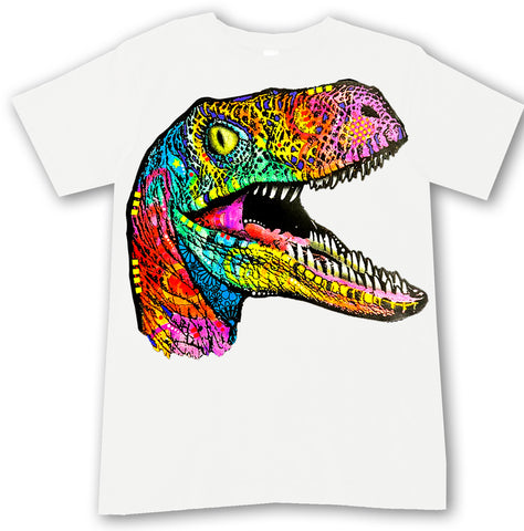 Neon Raptor Tee, White  (Infant, Toddler, Youth, Adult)