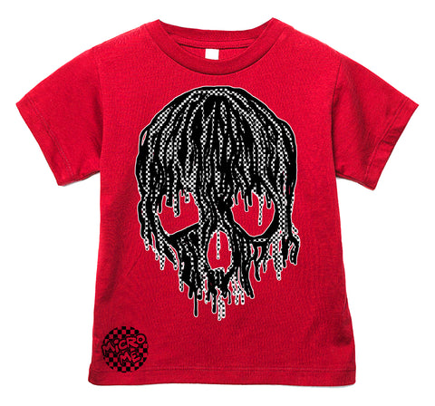 Checker Drip Skull Tee,  Red  (Infant, Toddler, Youth, Adult)
