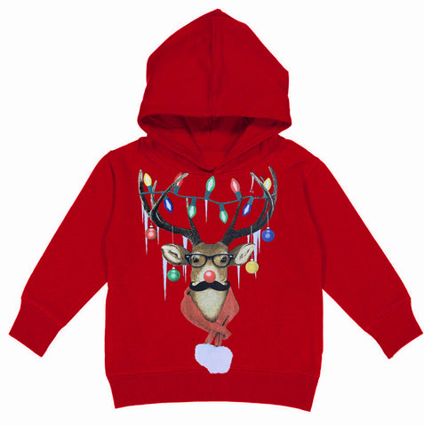CHR-Reindeer Lights Hoodie, Red(Toddler, Youth)