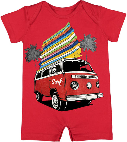 Surf Bus Short Romper, Red  (Infant)