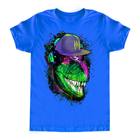 SS-Rock Dino Tee, Neon Blue (Infant, Toddler, Youth, Adult)
