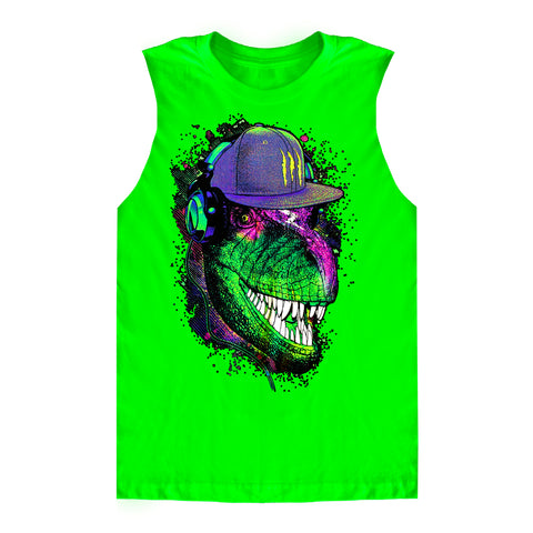 SS-Rock Dino Muscle Tank, Neon Green (Infant, Toddler, Youth)
