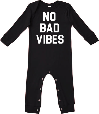 No Bad Vibes  Romper, Black (Infant)
