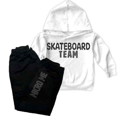 *SKATEBOARD Team Fleece HOODIE Set, W/B  (Infant, Toddler, Youth, Adult)
