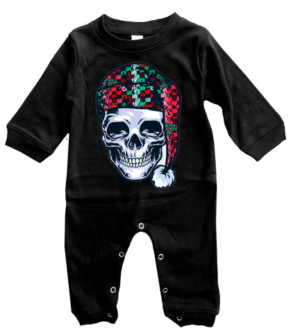 Skull Santa Romper, Black- (Infant)