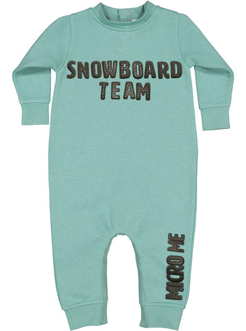 SNOWBOARD TEAM Puff Fleece Romper, Saltwater (Infant)