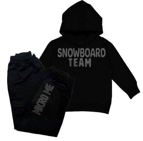 SNOWBOARD Team Fleece HOODIE Set, B/B  (Infant, Toddler, Youth, Adult)