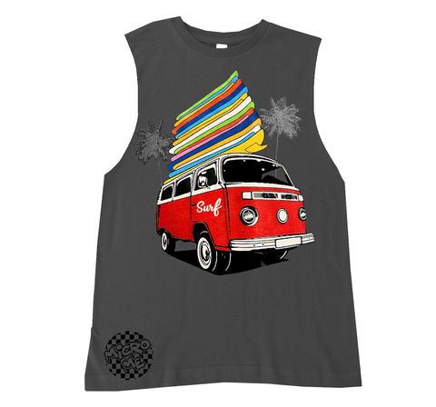 Surf Bus Muscle Tank,  Charcoal  (Infant, Toddler, Youth, Adult)