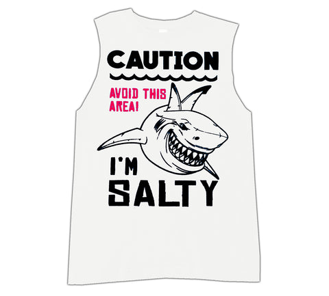 SW-Salty Shark Muscle Tank, White(Infant, Toddler, Youth)