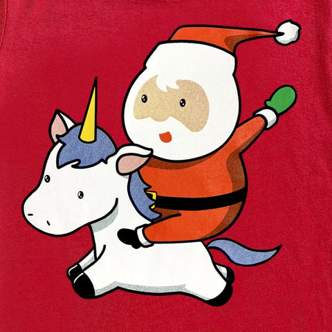 Santa Riding Unicorn LS Shirt, Red (Infant, Toddler, Youth)