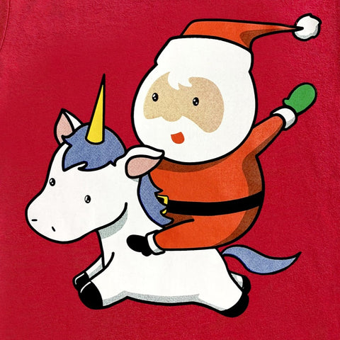 Santa Riding Unicorn Tee Shirt, Red (Infant, Toddler, Youth)