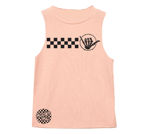 Shaka Bones Muscle Tank, Peach  (Infant, Toddler, Youth, Adult)