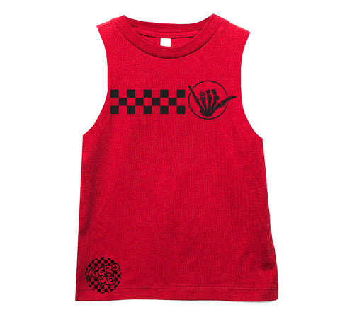 Shaka Bones Muscle Tank, Red  (Infant, Toddler, Youth, Adult)