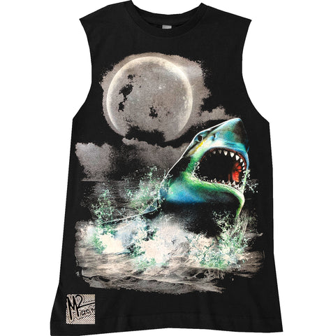 SW-Shark Wild Muscle Tank, Black (Infant, Toddler, Youth)