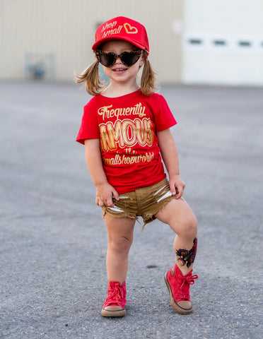 Frequently Famous Fitted Tee, Red- ( Infant, Toddler, Youth)