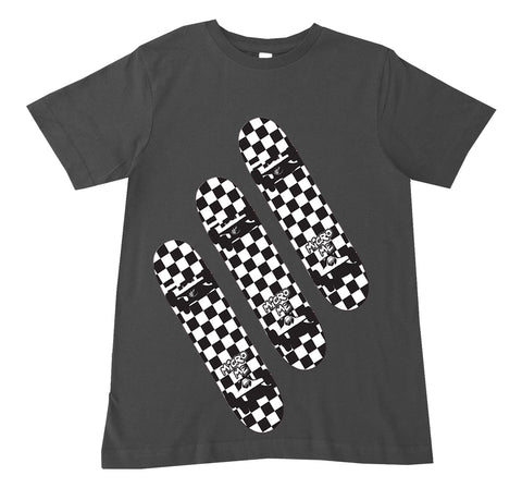 Skateboard Checks Tee, Charcoal  (Infant, Toddler, Youth, Adult)