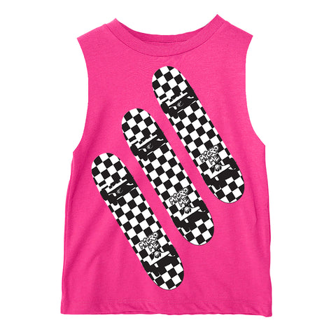 Skateboard Checks Muscle Tank, Hot Pink (Infant, Toddler, Youth, Adult)
